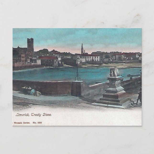 Ancienne carte postale - Pierre de traité, Limeric (Devant)