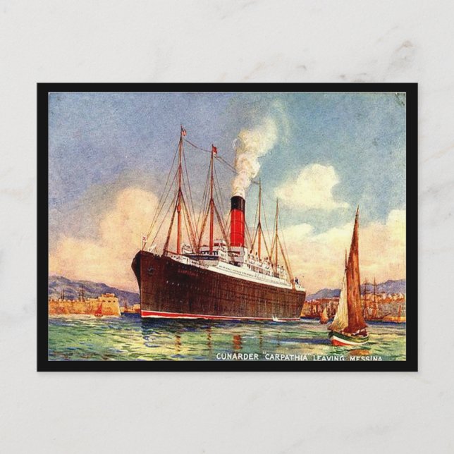 Ancienne carte postale - RMS Carpathia quitter Mes (Devant)