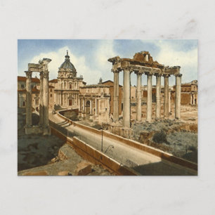 Ancienne carte postale, Rome, Forum et Temple de S