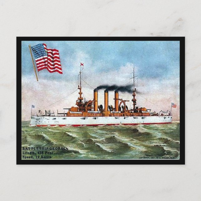 Ancienne carte postale - US Battleship "Georgia" (Devant)