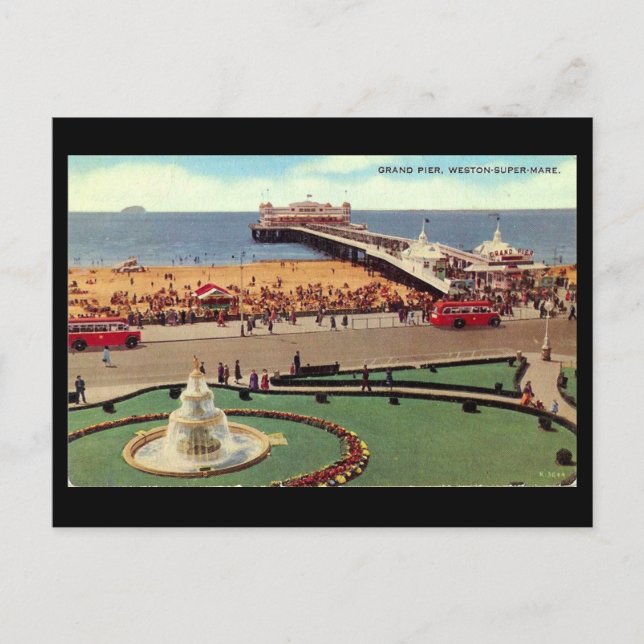 Ancienne carte postale, Weston-super-Mare, Grand P (Devant)
