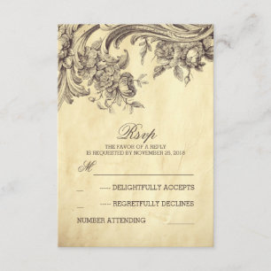 Ancienne carte RSVP de mariage vintage
