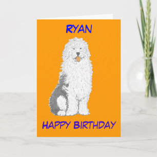 Ancienne Cartes d'anniversaire de Sheepdog anglais