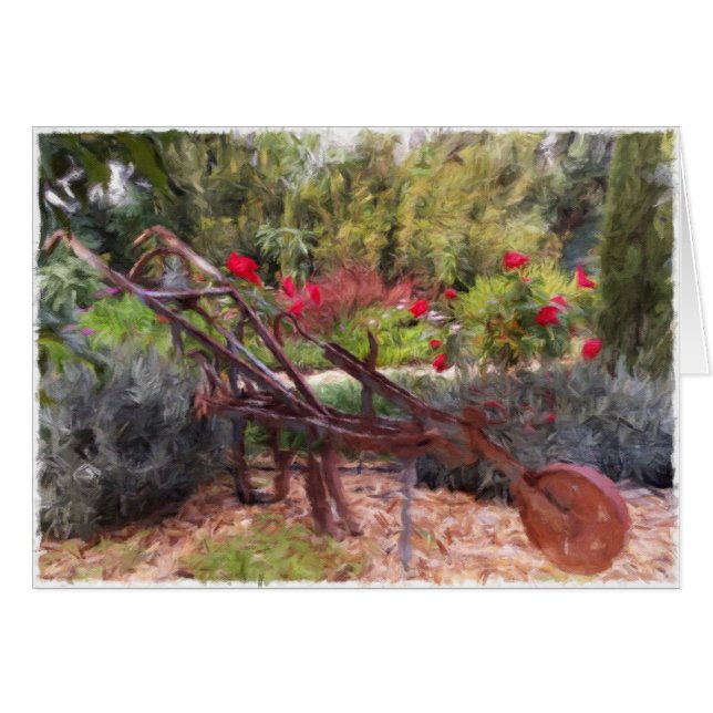 Ancienne charrue dans le jardin portugais carte bl (Devant horizontal)