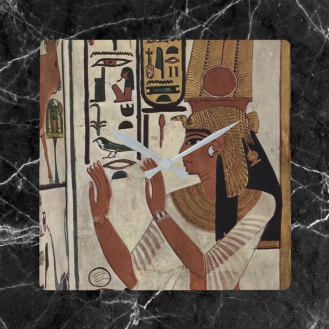 Ancienne déesse d'Egypte Carré Horloge murale (Bookmark my store! https://www.zazzle.com/store/capricepetit)