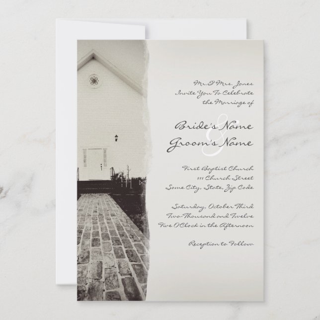 Ancienne église - Mariage d'époque Invitation 5x7 (Devant)
