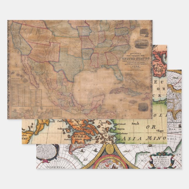 Anciennes cartes papier à envelopper à papier à pa (Lot)
