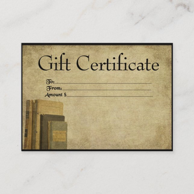Anciens livres - Cartes de certificats-cadeaux Pri (Devant)