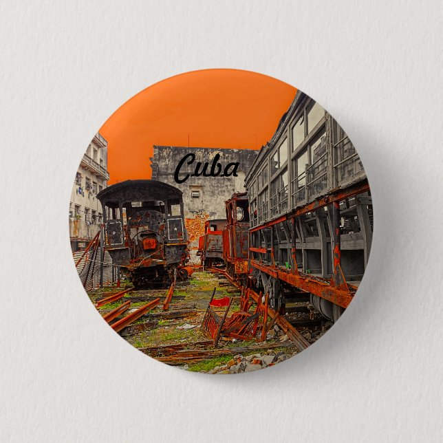 Anciens trains à La Havane, Cuba badge (Devant)