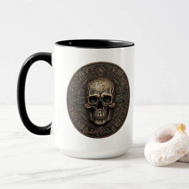 Ancient 3D Skull Coin Tasse (Mit Donut)