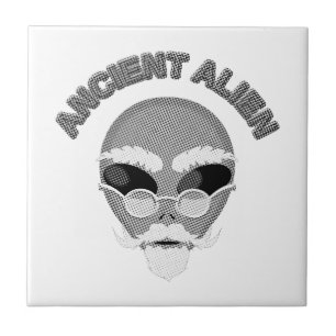 Ancient Alien Head Newsprint Fliese