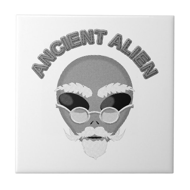 Ancient Alien Head Newsprint Fliese (Vorderseite)