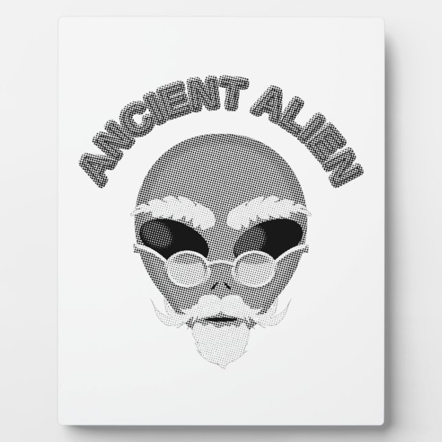 Ancient Alien Head Newsprint Fotoplatte (Vorderseite)