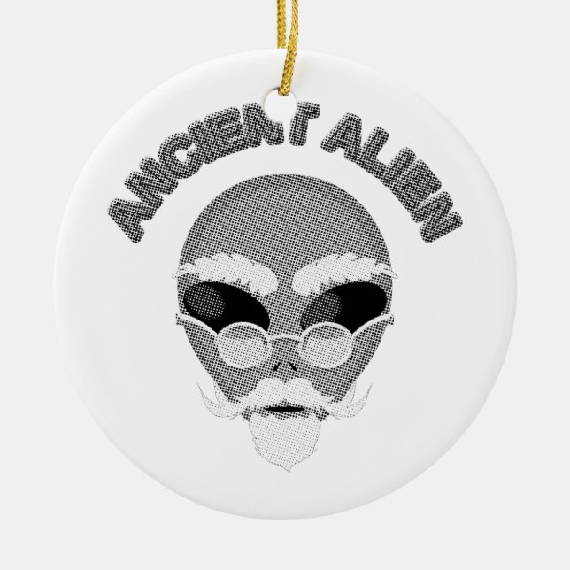 Ancient Alien Head Newsprint Keramik Ornament (Vorne)