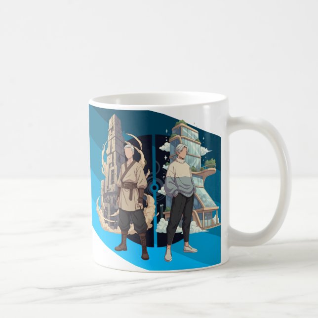 Ancient and Modern Architecture Contrast Art Kaffeetasse (Rechts)