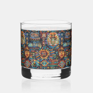 Ancient Blue "Pre-Columbian Tapestry" Art Rocks Gl Whiskyglas