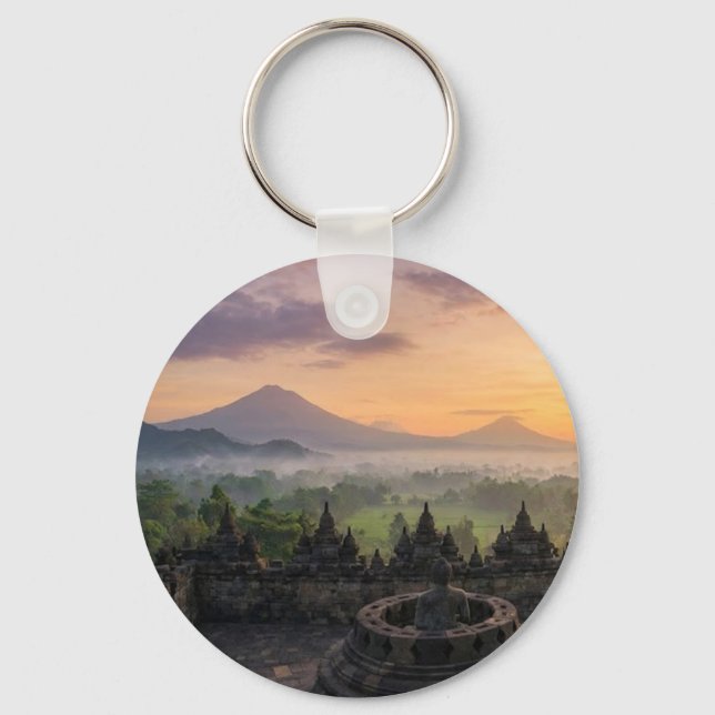 Ancient Borobudur Temple Java Indonesia Keychain Schlüsselanhänger (Vorderseite)