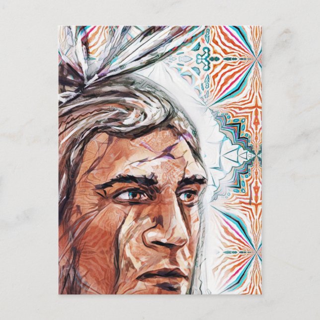 Ancient chieftan und Fraktal Muster Postkarte (Vorderseite)