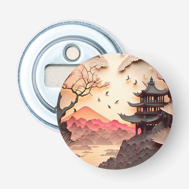 Ancient Chinese Scene Paper Cut Flasche Opener Flaschenöffner (Vorderseite)