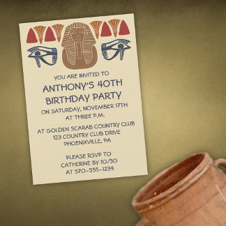 Ancient Egypt King Tut Themed Custom Party Einladung