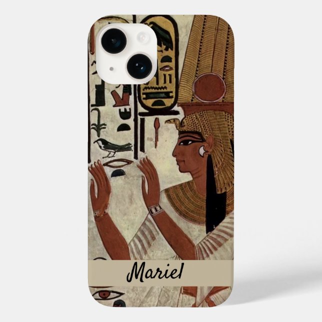 Ancient Egypt Queen in Black and Beige Case-Mate iPhone 14 Hülle (Rückseite)