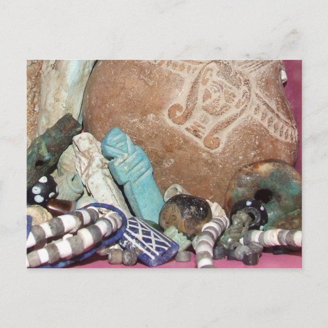 Ancient Egyptian amulets and beads Postcard Postkarte (Vorderseite)