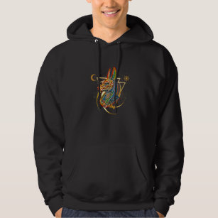 Ancient Egyptian Anubis Head Color Sacred Geometry Hoodie