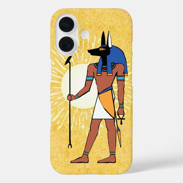 Ancient Egyptian God Anubis iPhone 16 Hülle (Rückseite)