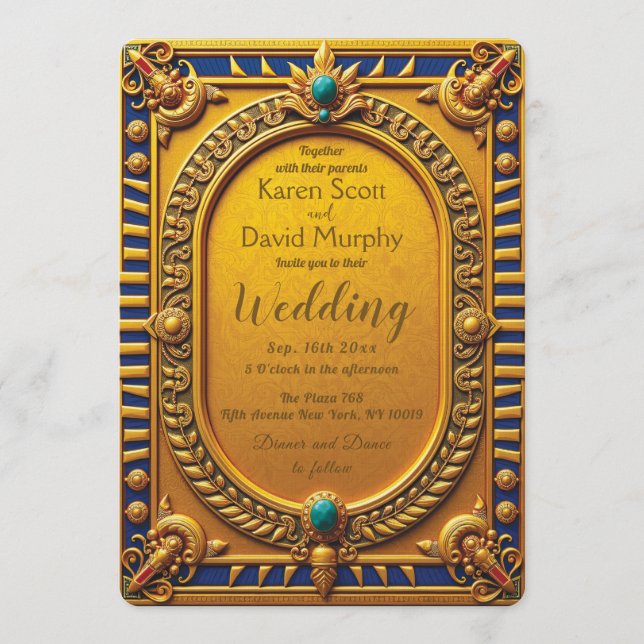 Ancient Egyptian Gold Wedding Invitation Einladung (Vorderseite)