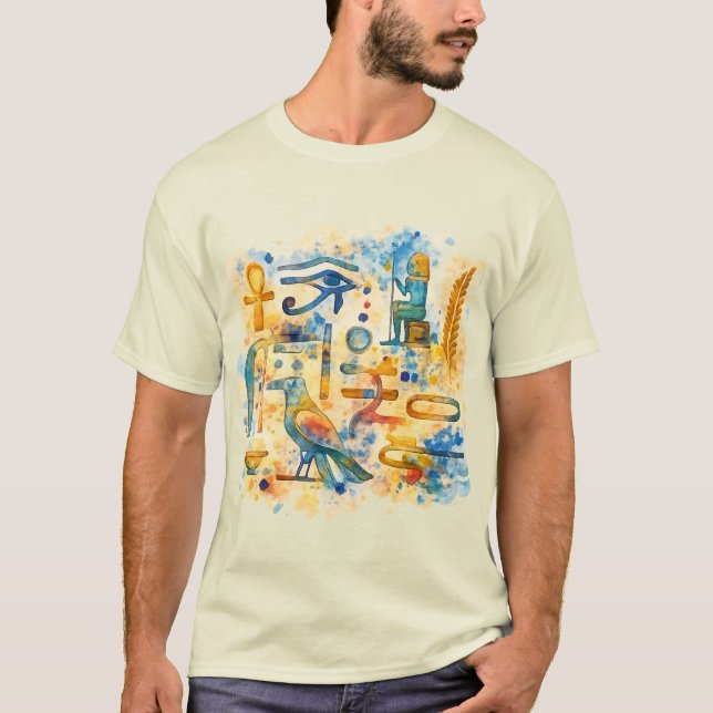 Ancient Egyptian Hieroglyphs Eye of Horus & Ankh  T-Shirt (Vorderseite)