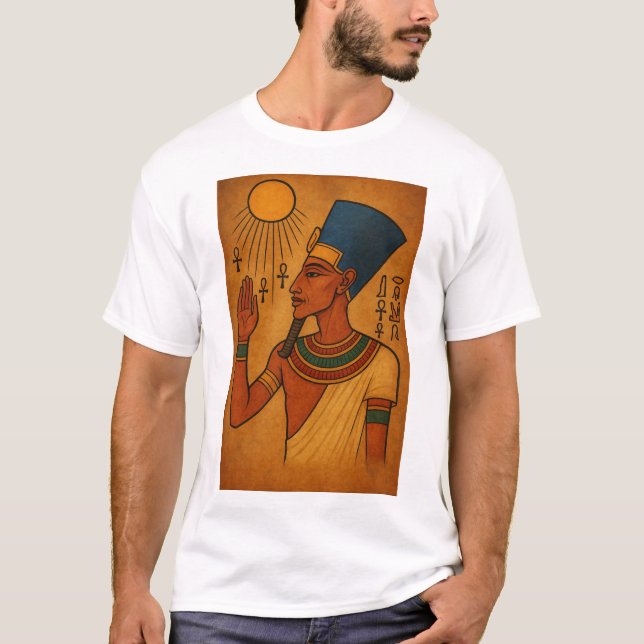 Ancient Egyptian Pharaoh Akhenaten Sun Worship Art T-Shirt (Vorderseite)