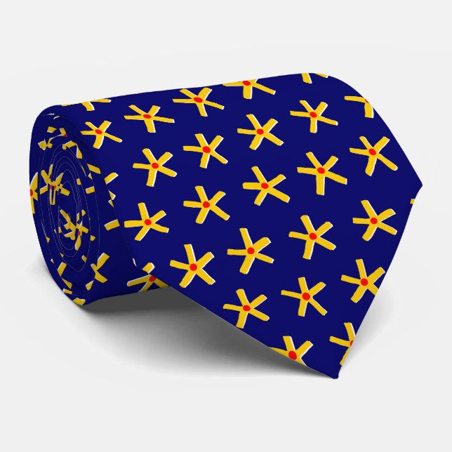 Ancient Egyptian Style Star Pattern V2 - Dark Blue Krawatte (Gerollt)