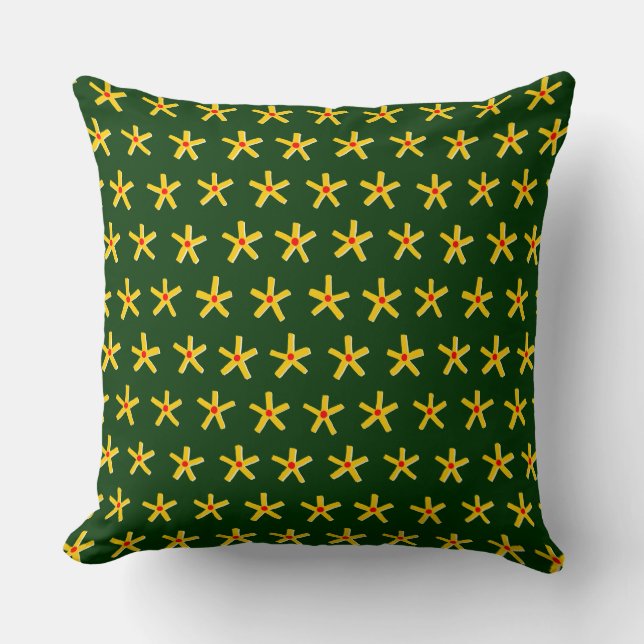 Ancient Egyptian Style Star Pattern V2 - Dk Green Kissen (Vorderseite)
