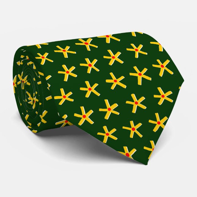Ancient Egyptian Style Star Pattern V2 - Dk Green Krawatte (Gerollt)