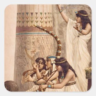 Ancient Egyptian Temple Musicians  Quadratischer Aufkleber