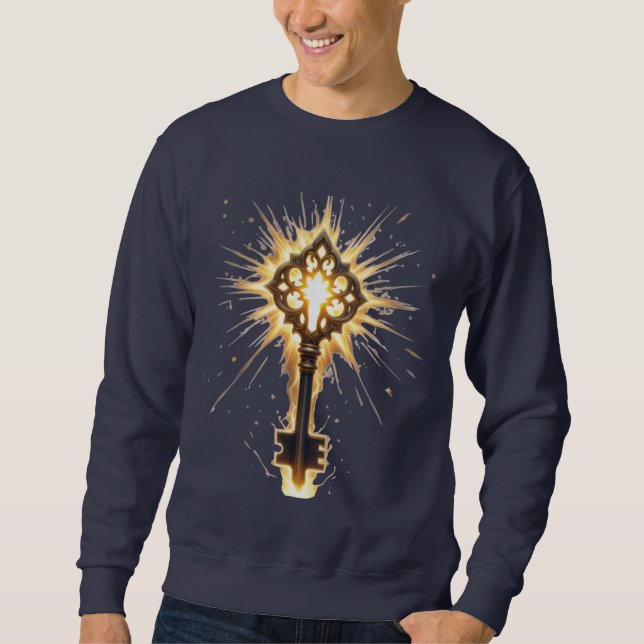 Ancient Fantasy Key with Magical Light – Radiant E Sweatshirt (Vorderseite)