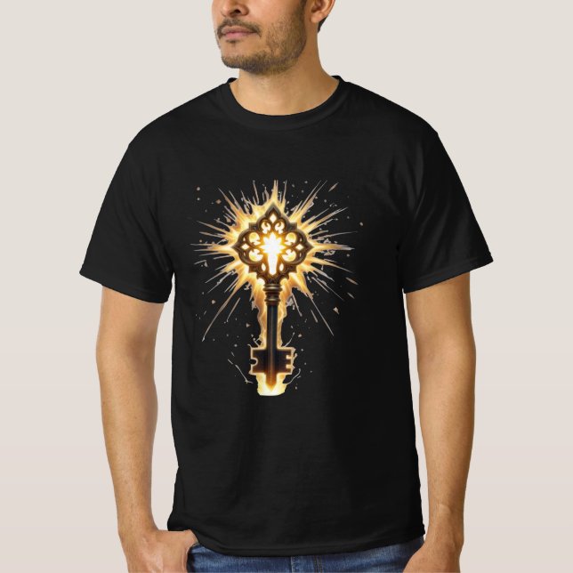 Ancient Fantasy Key with Magical Light – Radiant E T-Shirt (Vorderseite)