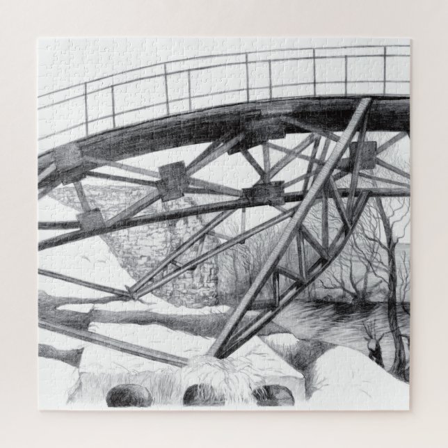 Ancient Footbridge pencilart Monochrome (Vertikal)