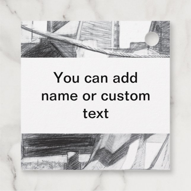 Ancient Footbridge pencilart Monochrome Geschenkanhänger (Rückseite)