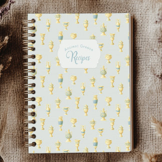 Ancient Greece Dusty Blue White Vases Recipe Notizbuch