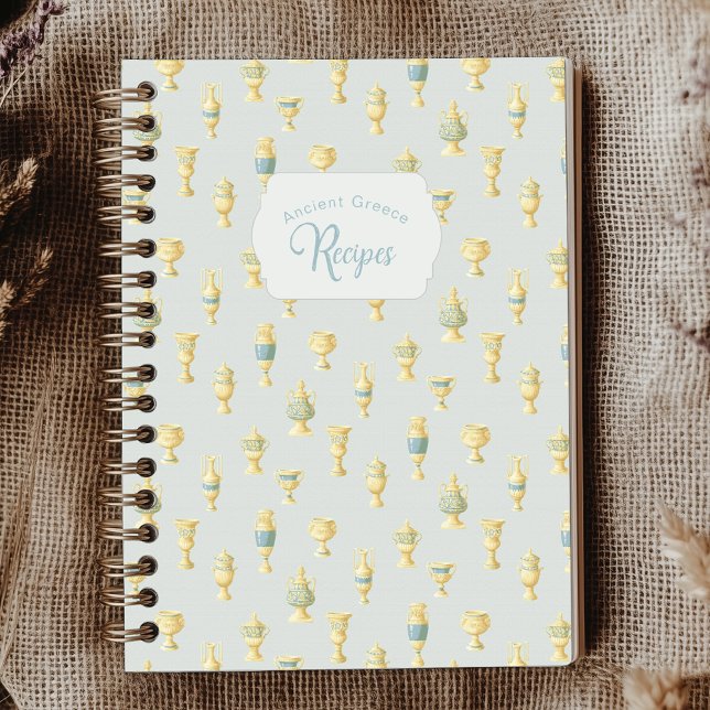 Ancient Greece Dusty Blue White Vases Recipe Notizbuch (Von Creator hochgeladen)