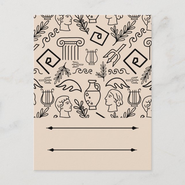 Ancient Greece Line Art Pattern Postkarte (Vorderseite)