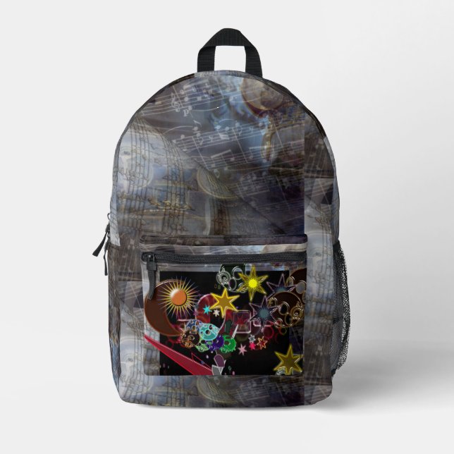 Ancient Greece Music Staff Stars Bedruckter Rucksack (Vorderseite)