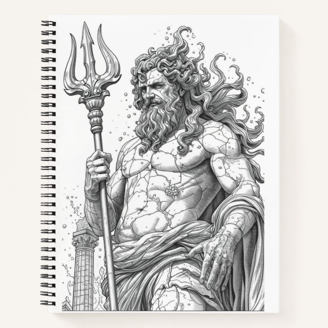 Ancient Greek Poseidon Stone Statue Graphic Notizbuch (Vorderseite)