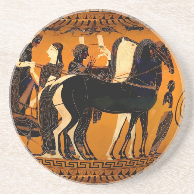 Ancient Griechisch Black-Figure Sandstone Unterset Getränkeuntersetzer (Vorne)