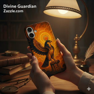 Ancient Horus Divine Sun Falcon Ember iPhone 16 Plus Hülle
