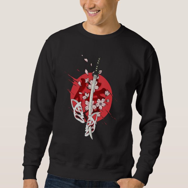 Ancient Japanese Samurai Katana Sword Cherry Bloss Sweatshirt (Vorderseite)