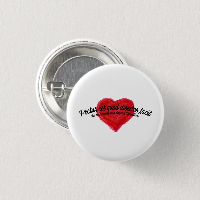 Ancient Latin Inspirational Quote Artistic Heart Button (Vorne & Hinten)