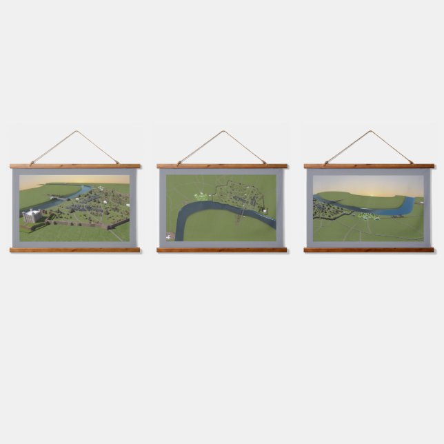 Ancient London Maps Tapestries Wandteppich Mit Holzrahmen (Dreifach)