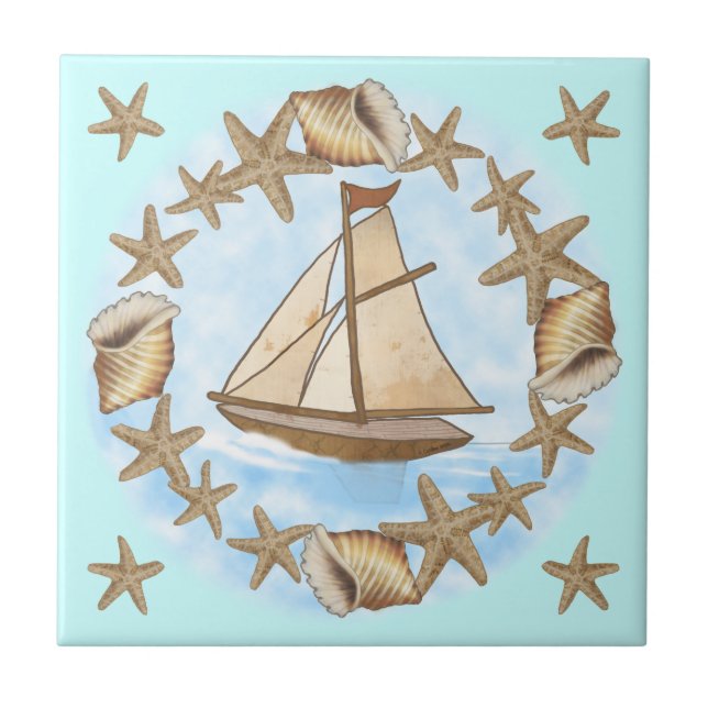 Ancient Mariner Segelboot Tile Fliese (Vorderseite)